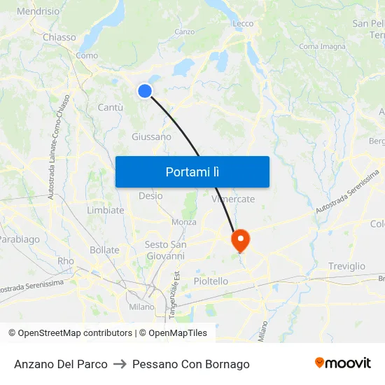 Anzano Del Parco to Pessano Con Bornago map