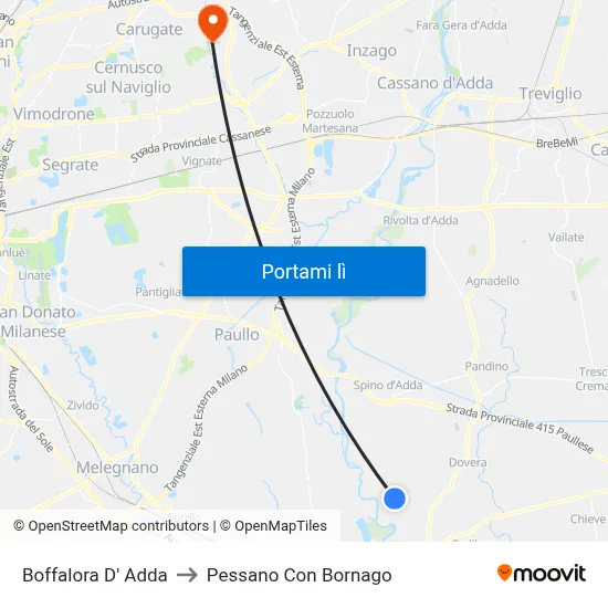 Boffalora D' Adda to Pessano Con Bornago map
