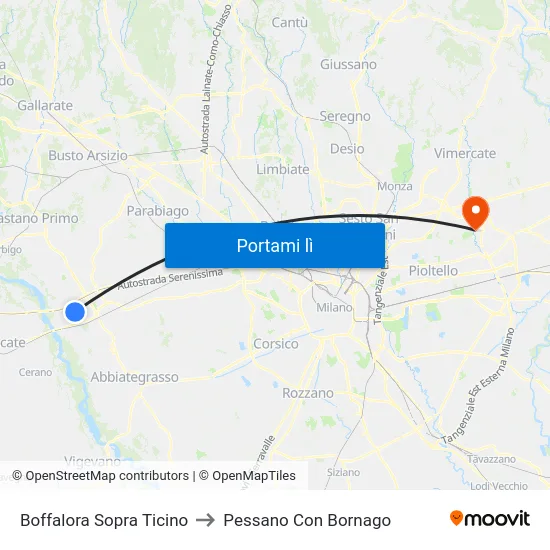 Boffalora Sopra Ticino to Pessano Con Bornago map