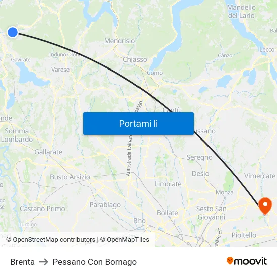 Brenta to Pessano Con Bornago map