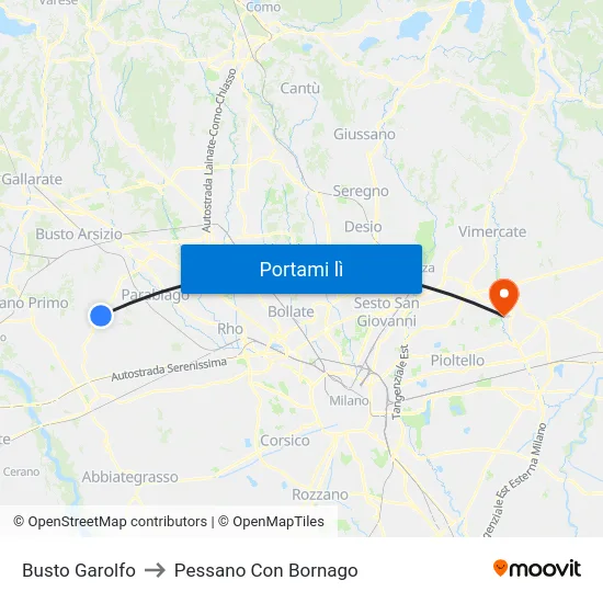 Busto Garolfo to Pessano Con Bornago map