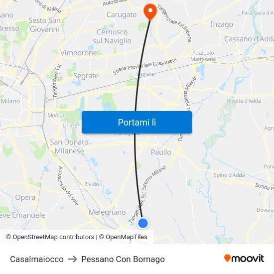Casalmaiocco to Pessano Con Bornago map
