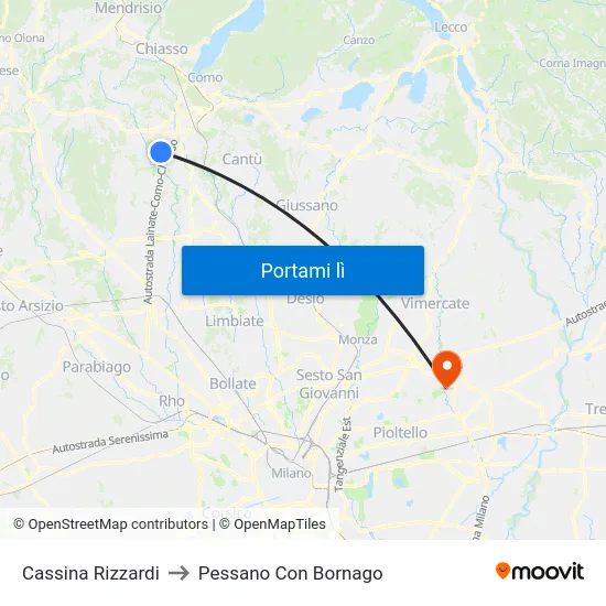 Cassina Rizzardi to Pessano Con Bornago map