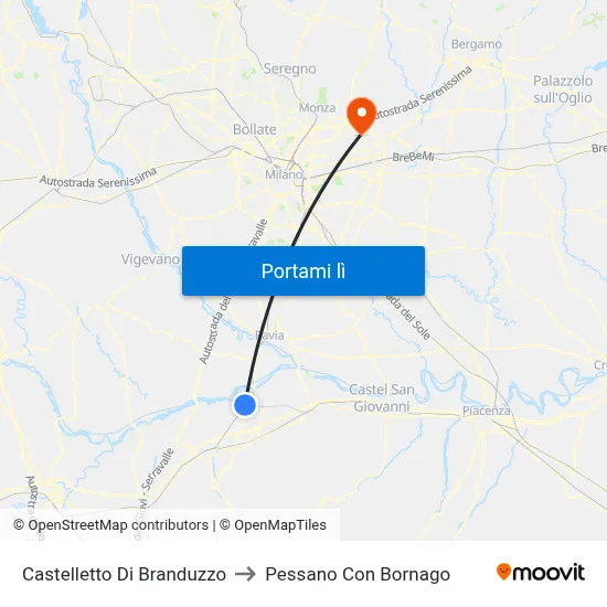 Castelletto Di Branduzzo to Pessano Con Bornago map