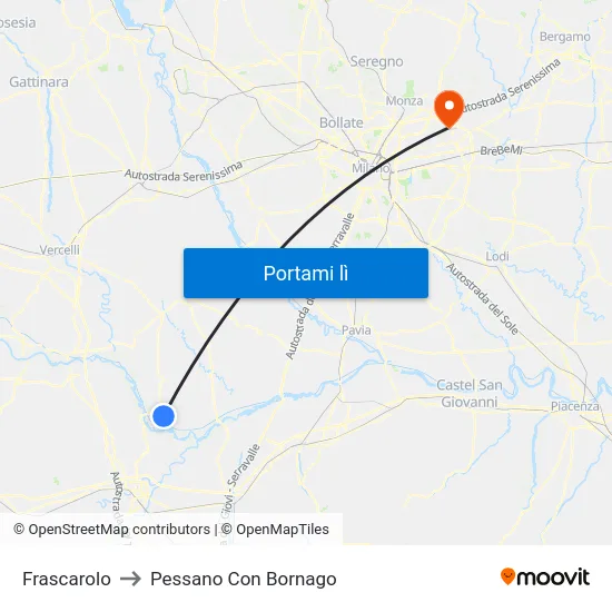 Frascarolo to Pessano Con Bornago map