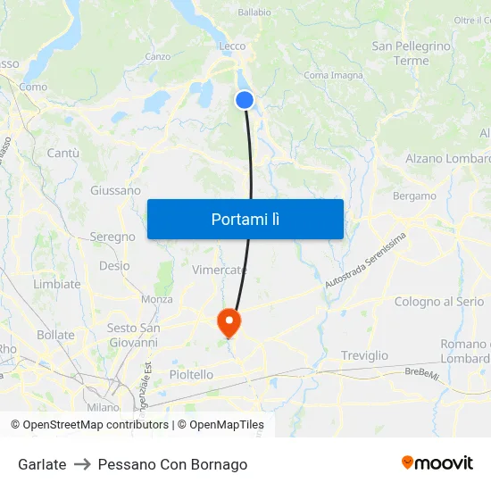 Garlate to Pessano Con Bornago map