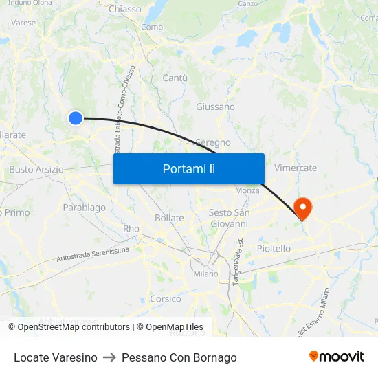 Locate Varesino to Pessano Con Bornago map