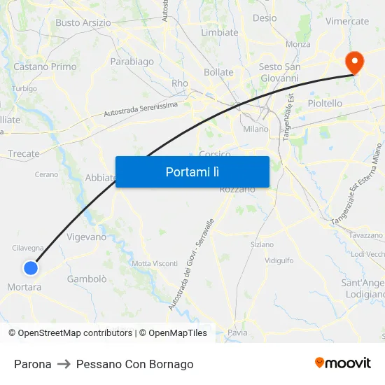 Parona to Pessano Con Bornago map