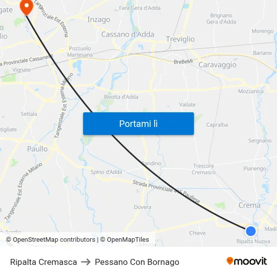 Ripalta Cremasca to Pessano Con Bornago map