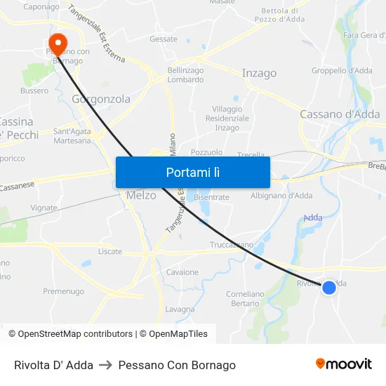 Rivolta D' Adda to Pessano Con Bornago map