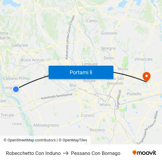 Robecchetto Con Induno to Pessano Con Bornago map