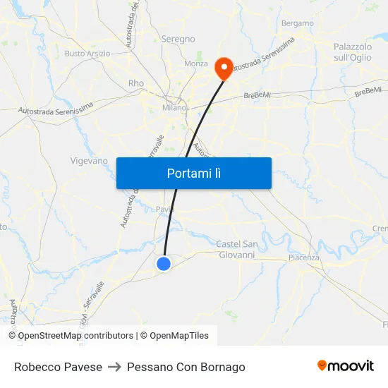 Robecco Pavese to Pessano Con Bornago map
