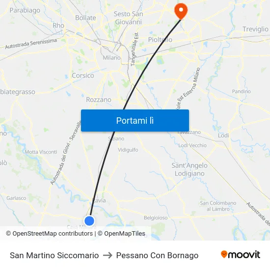 San Martino Siccomario to Pessano Con Bornago map