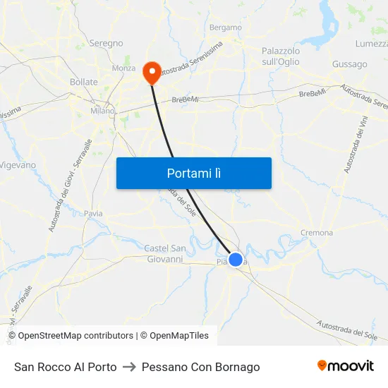 San Rocco Al Porto to Pessano Con Bornago map