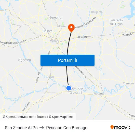 San Zenone Al Po to Pessano Con Bornago map