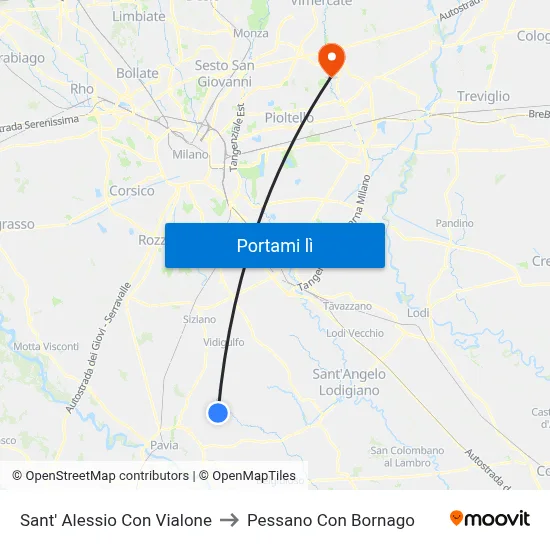 Sant' Alessio Con Vialone to Pessano Con Bornago map