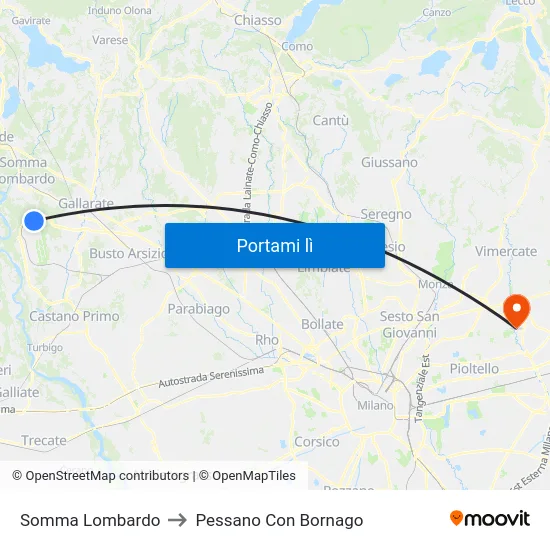 Somma Lombardo to Pessano Con Bornago map