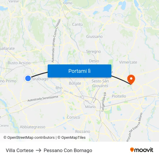 Villa Cortese to Pessano Con Bornago map