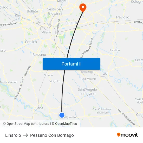 Linarolo to Pessano Con Bornago map