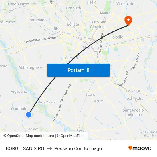 BORGO SAN SIRO to Pessano Con Bornago map