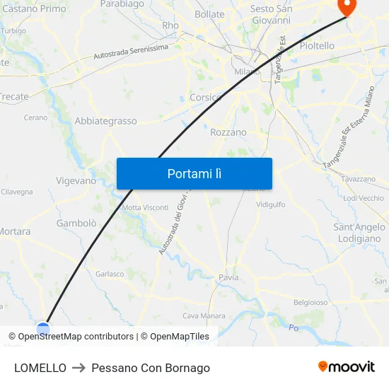 LOMELLO to Pessano Con Bornago map