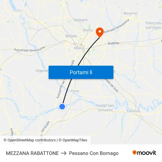 MEZZANA RABATTONE to Pessano Con Bornago map