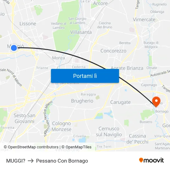 MUGGI? to Pessano Con Bornago map