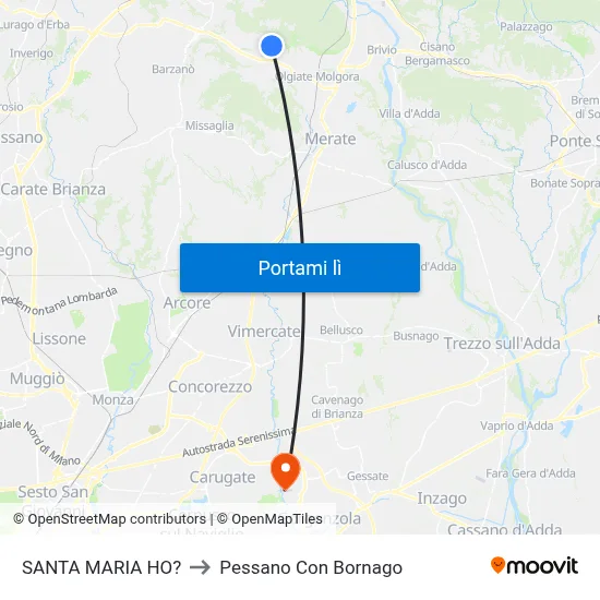 SANTA MARIA HO? to Pessano Con Bornago map