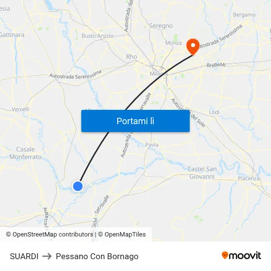 SUARDI to Pessano Con Bornago map