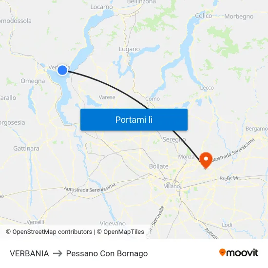 VERBANIA to Pessano Con Bornago map