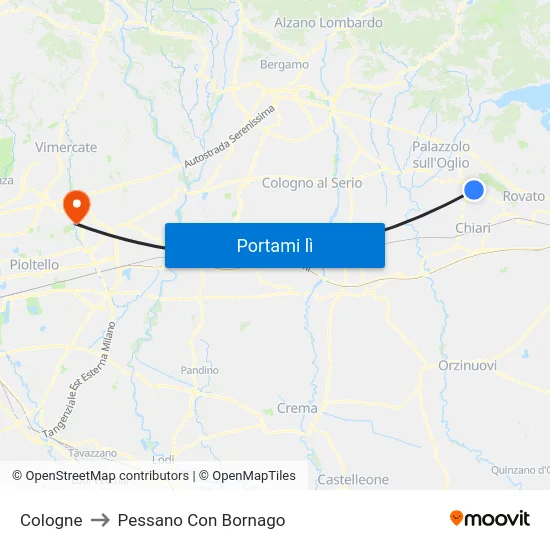 Cologne to Pessano Con Bornago map