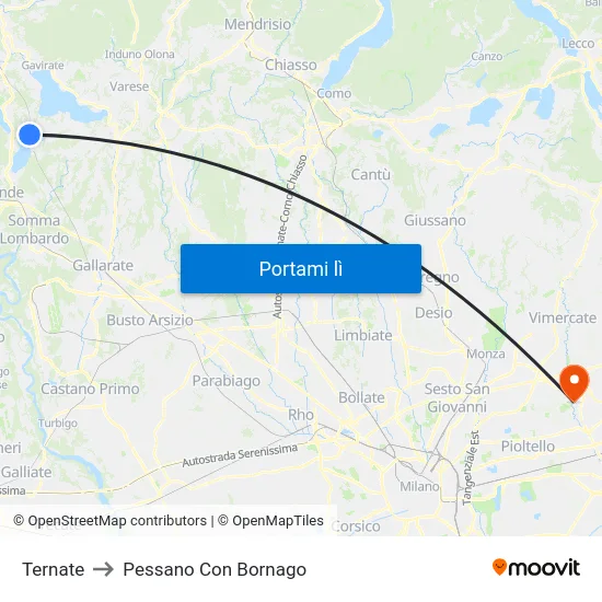 Ternate to Pessano Con Bornago map