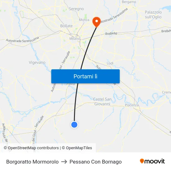 Borgoratto Mormorolo to Pessano Con Bornago map