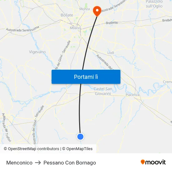 Menconico to Pessano Con Bornago map