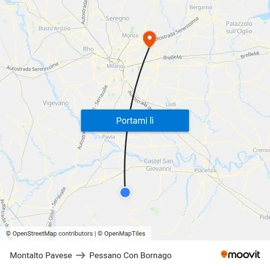 Montalto Pavese to Pessano Con Bornago map