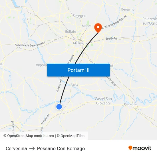 Cervesina to Pessano Con Bornago map