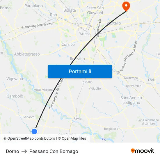 Dorno to Pessano Con Bornago map