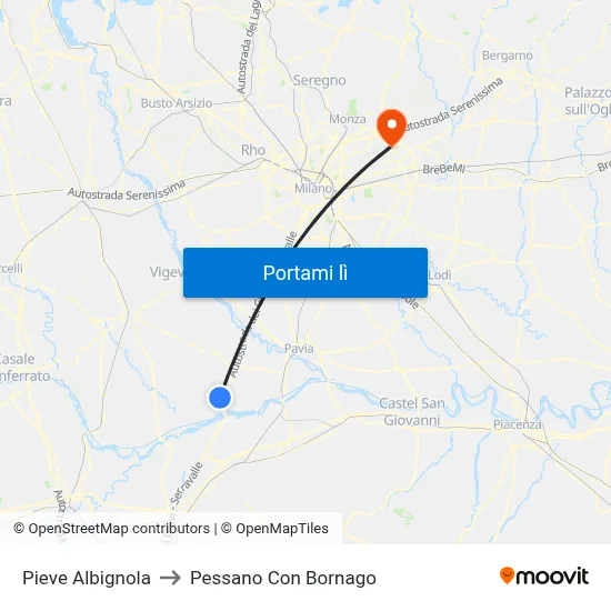 Pieve Albignola to Pessano Con Bornago map