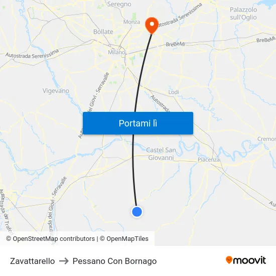 Zavattarello to Pessano Con Bornago map