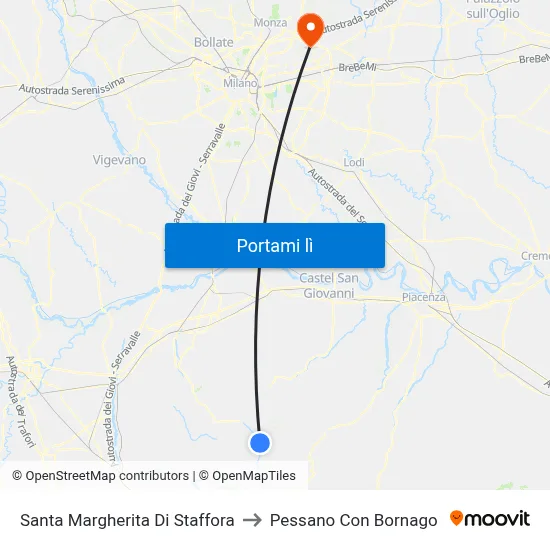 Santa Margherita Di Staffora to Pessano Con Bornago map