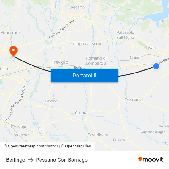 Berlingo to Pessano Con Bornago map