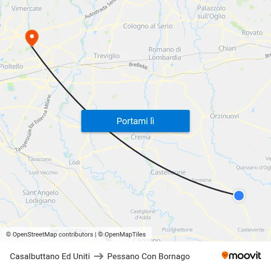 Casalbuttano Ed Uniti to Pessano Con Bornago map