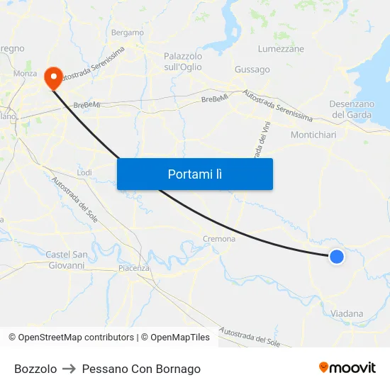 Bozzolo to Pessano Con Bornago map
