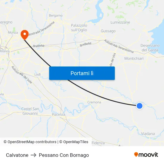 Calvatone to Pessano Con Bornago map