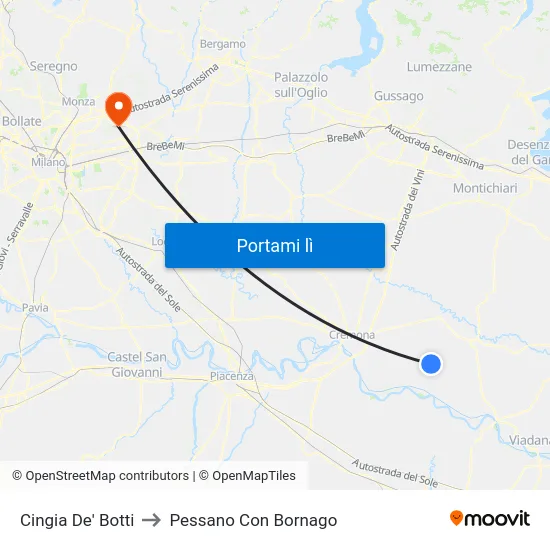 Cingia De' Botti to Pessano Con Bornago map