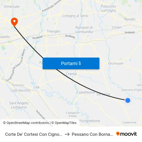 Corte De' Cortesi Con Cignone to Pessano Con Bornago map
