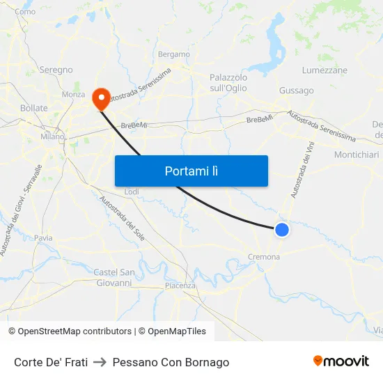 Corte De' Frati to Pessano Con Bornago map