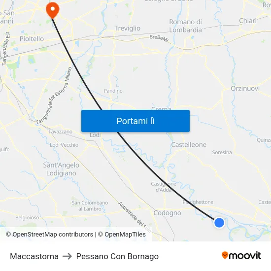 Maccastorna to Pessano Con Bornago map