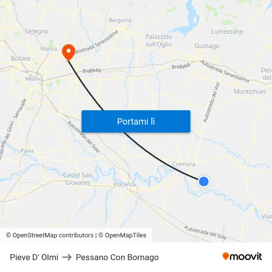 Pieve D' Olmi to Pessano Con Bornago map