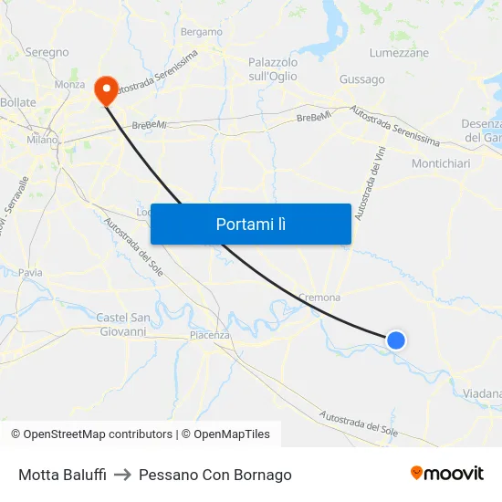 Motta Baluffi to Pessano Con Bornago map